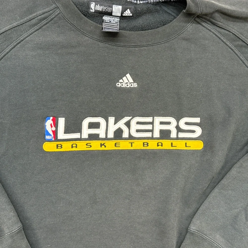 Adidas Sweatshirt Mens 4XL Tall Black Lakers Basketball NBA Fusion Raglan Fleece
